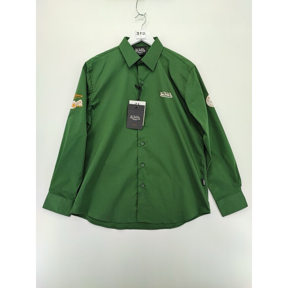 Von Dutch The Originator Men's Size M Polyester Green Button Shirt Casual